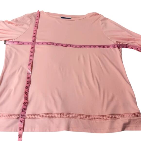 NEW KAREN SCOTT Soft Pastel Pink Top Lightweight Shirt 2X Crochet Trim Staple - Picture 4 of 9